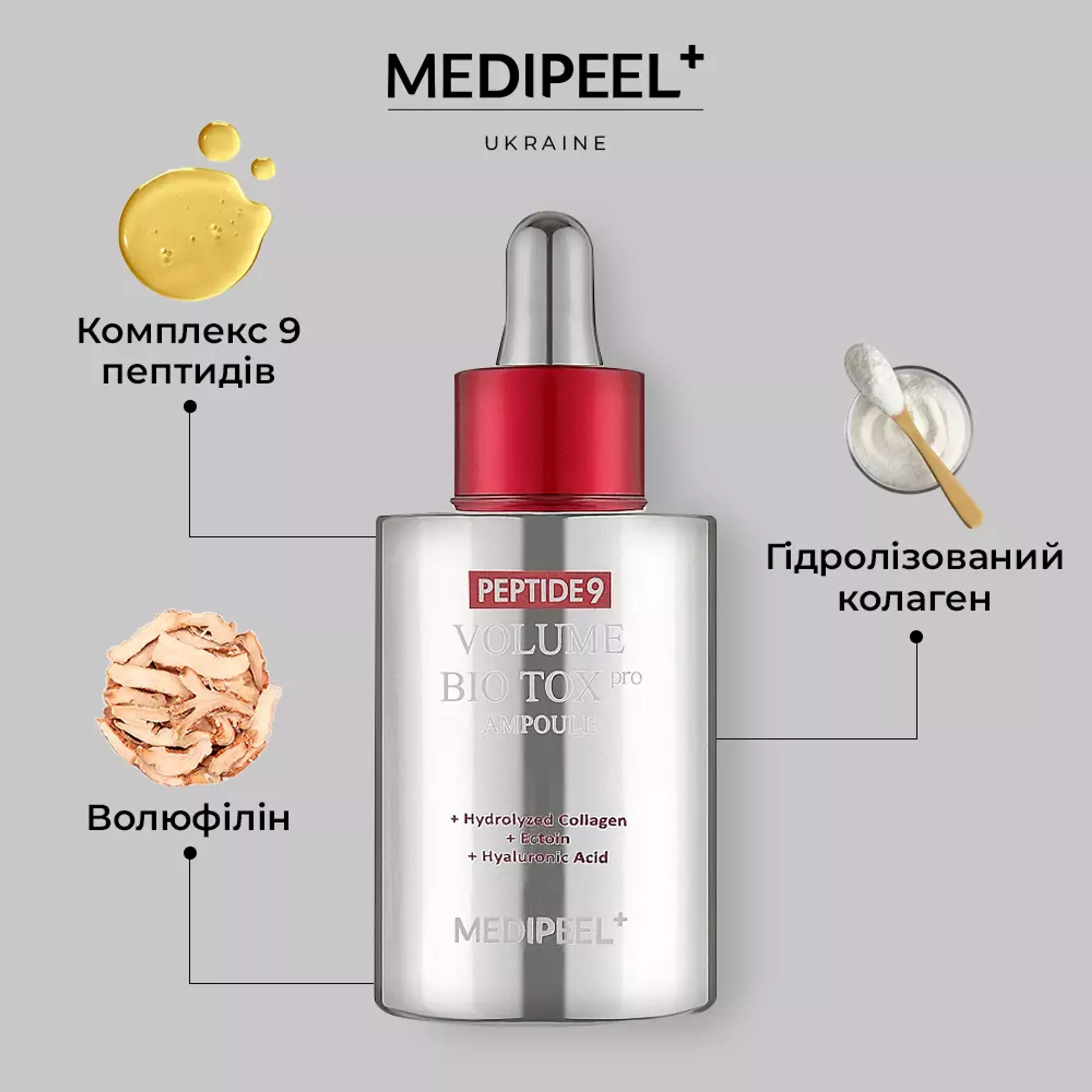 Пептидна сироватка для обличчя з волюфіліном від зморшок Medi Peel Peptide 9 Volume Bio Tox Ampoule Pro, 100 ml 