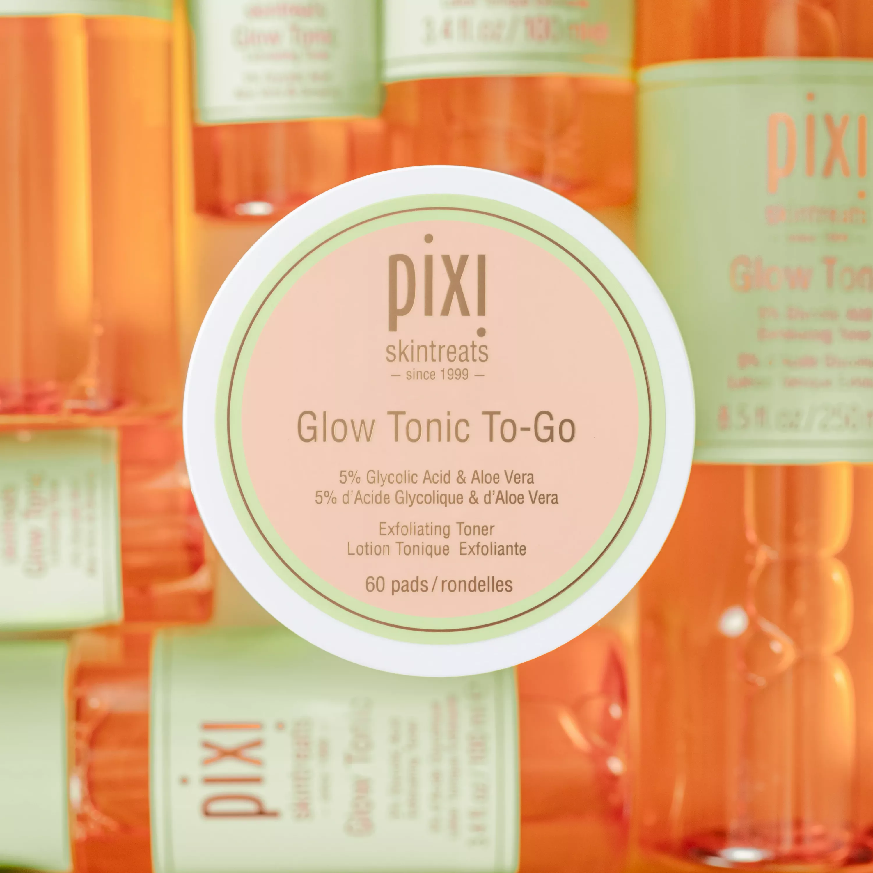 Пілінг-диски з 5% гліколевої кислоти PIXI Glow Toniс To-Go, 60 шт. 