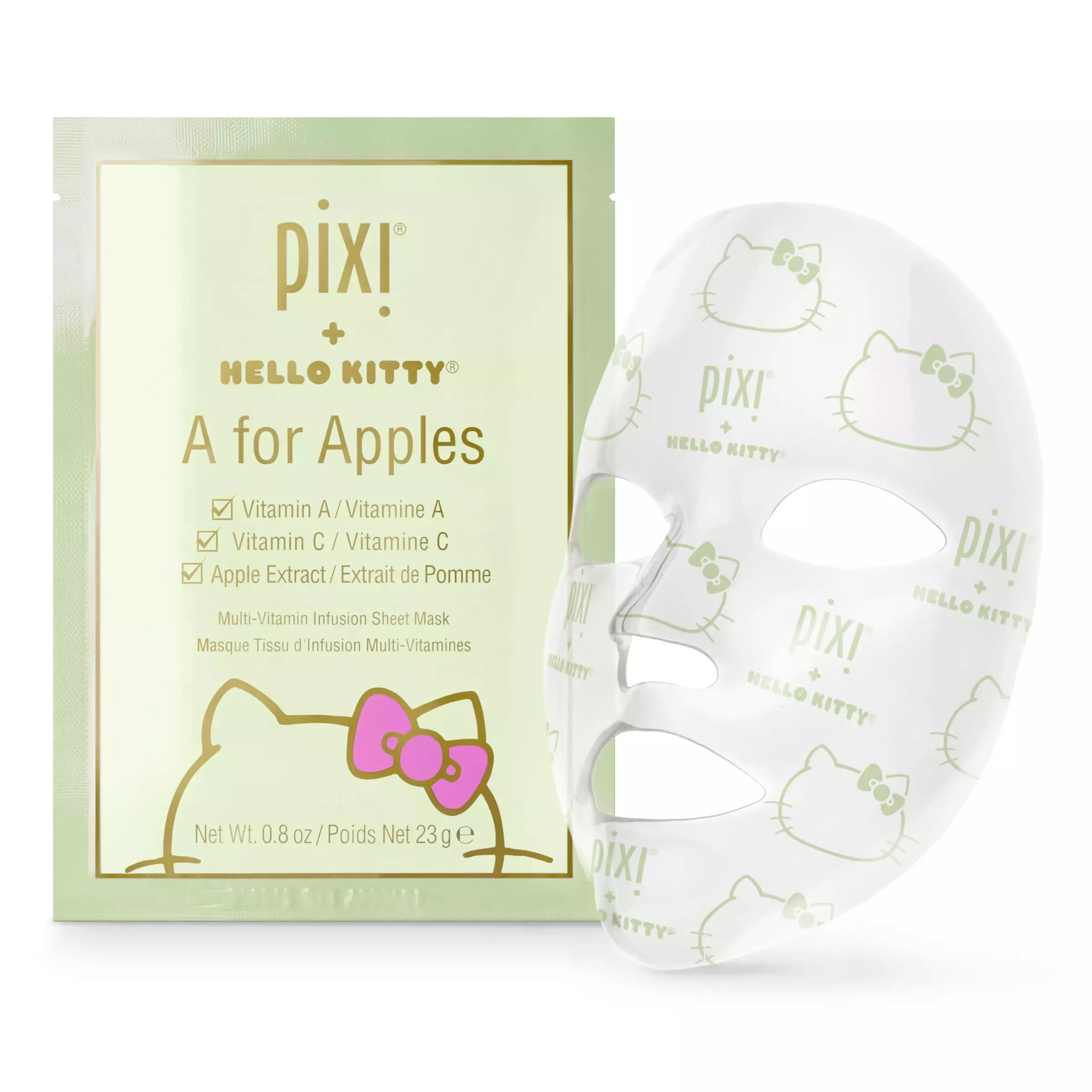 Освітлююча тканинна маска для обличчя Pixi + Hello Kitty A For Apples, 23 g