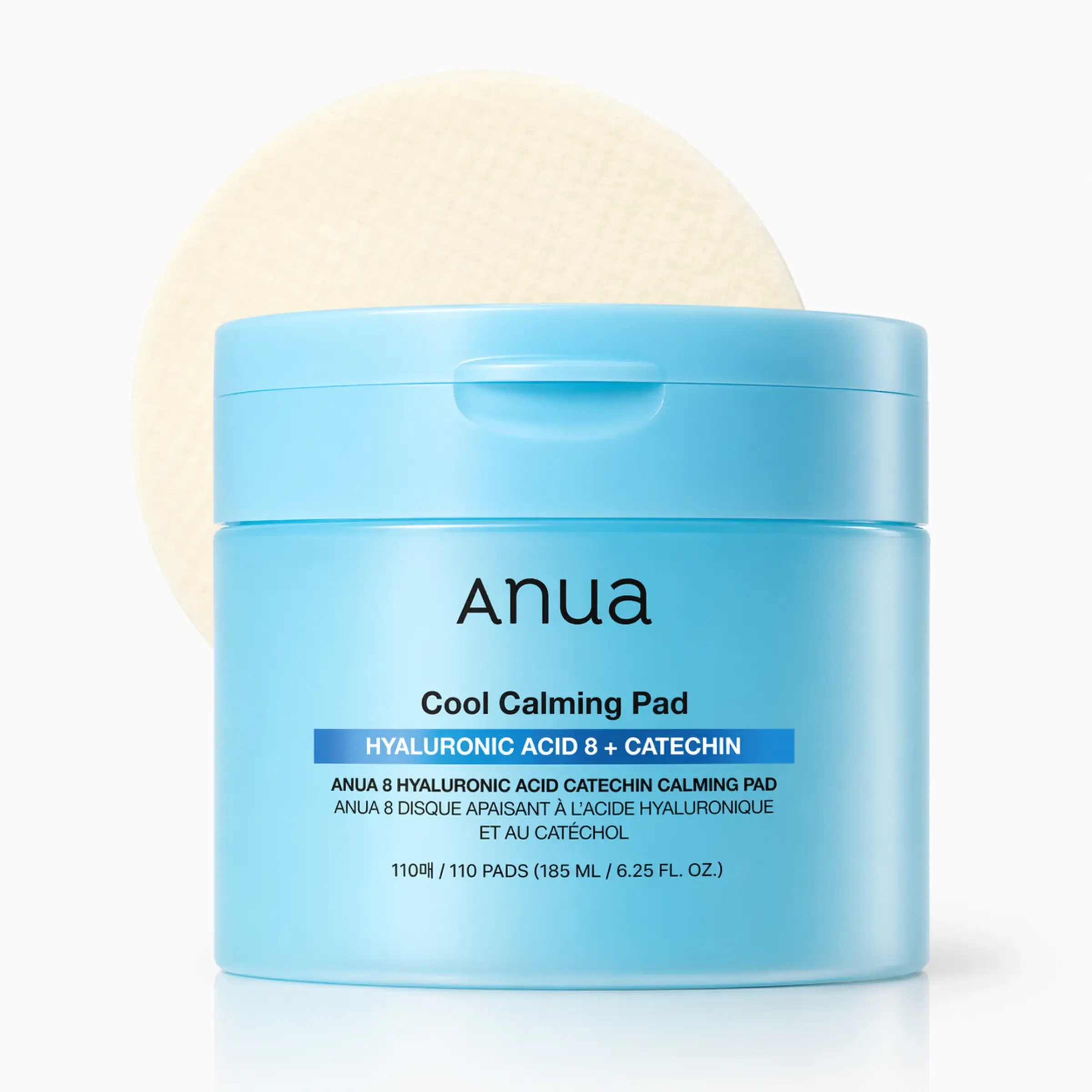 Заспокійливі тонер-педи з гіалуроновою кислотою та катехіном (екстракт зеленого чаю) ANUA 8 Hyaluronic Acid Catechin Calming Pad, 185 ml