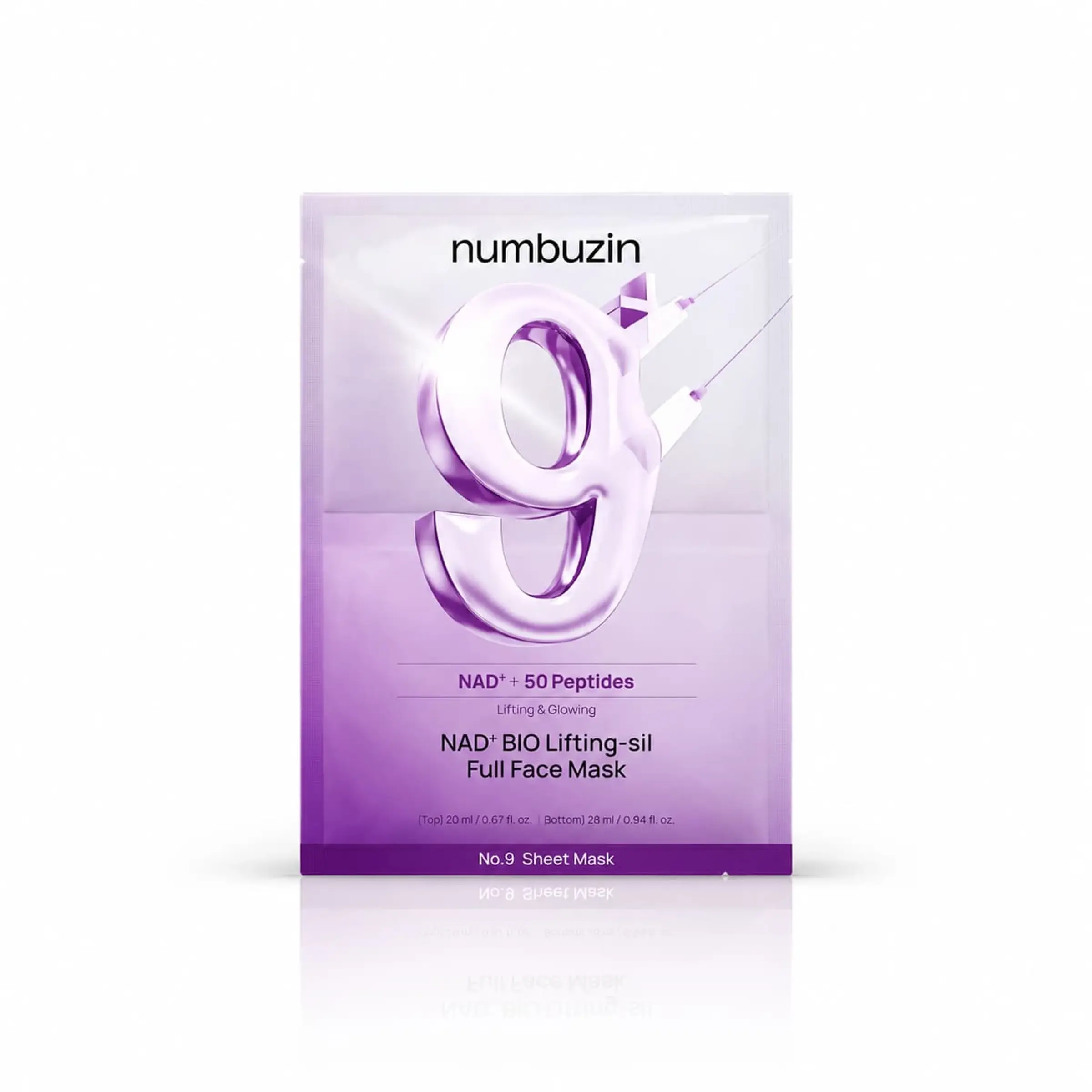 Ліфтинг-маски для пружності та сяйва шкіри Numbuzin No.9 NAD+ Bio Lifting-sil Full Face Pack Sheet, 1 шт.