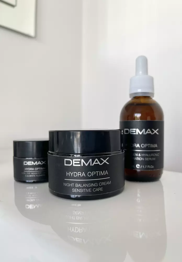 Набір косметики DEMAX для зволоження та сяйва шкіри HYDRA OPTIMA 3 одиниці 