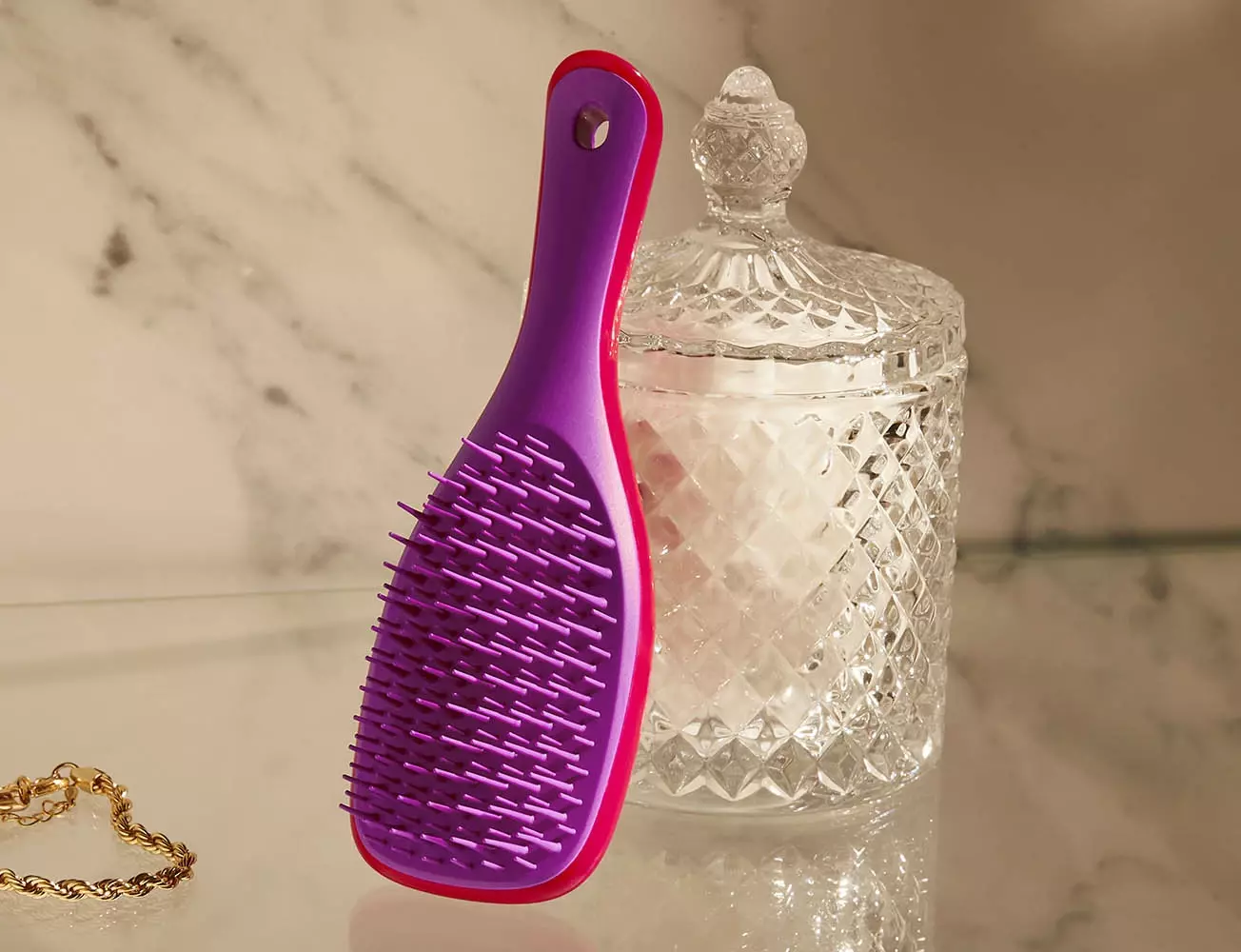 Гребінець для розчісування вологого волосся у міні-форматі TANGLE TEEZER THE WET DETANGLER MINI MORELLO CHERRY & VIOLET 