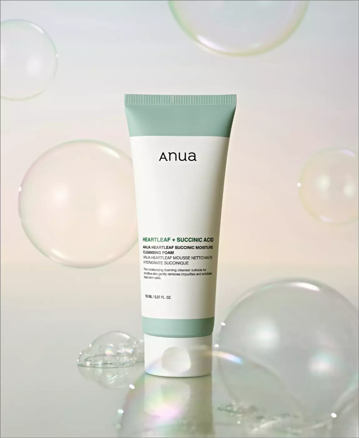 Заспокійлива пінка для вмивання з екстрактом хауттюйнії ANUA Heartleaf Succinic Moisture Cleansing Foam, 150 мл