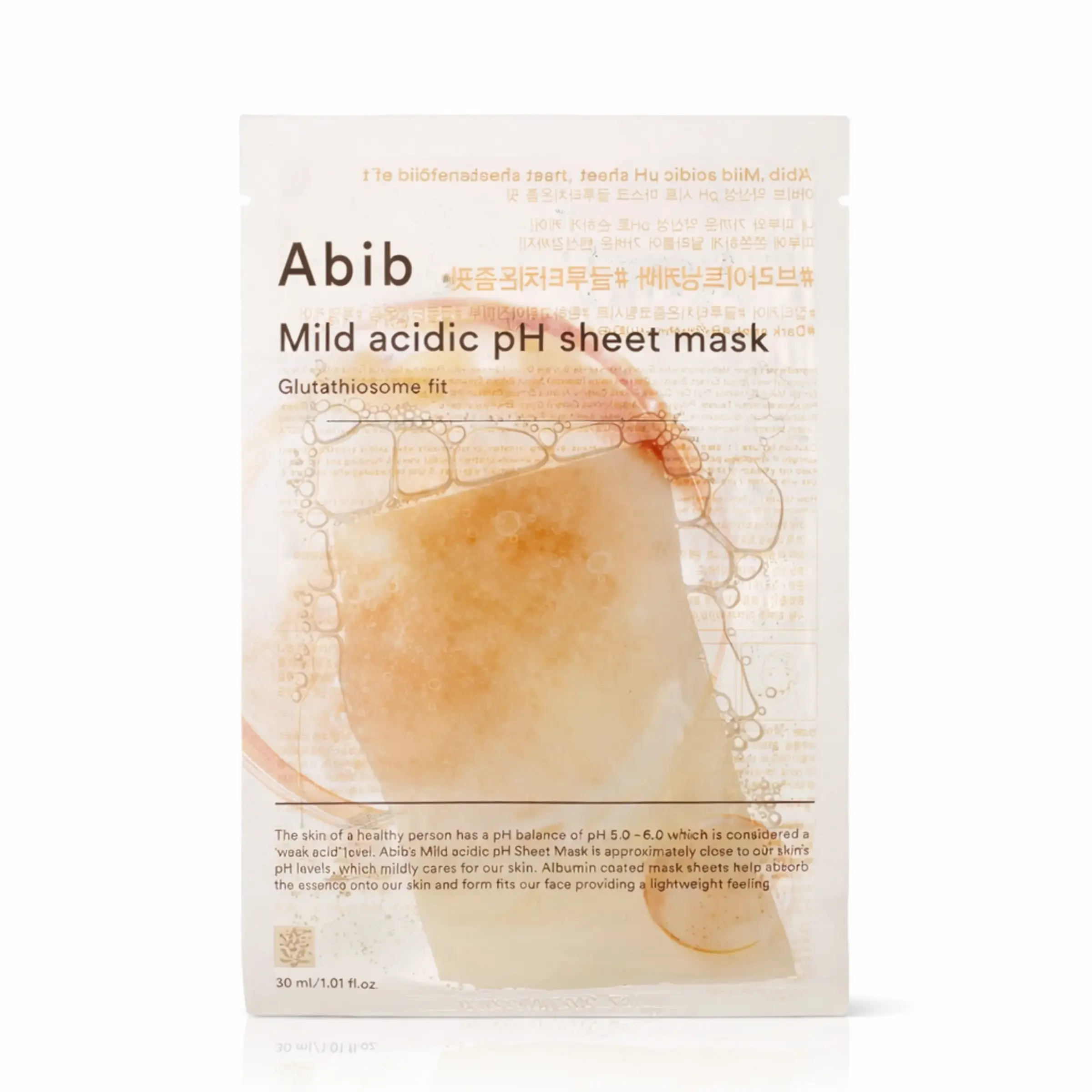 Зволожувальна та освітлювальна тканинна маска для обличчя Abib Mild Acidic Ph Sheet Mask Glutathiosome Fit, 30 ml 