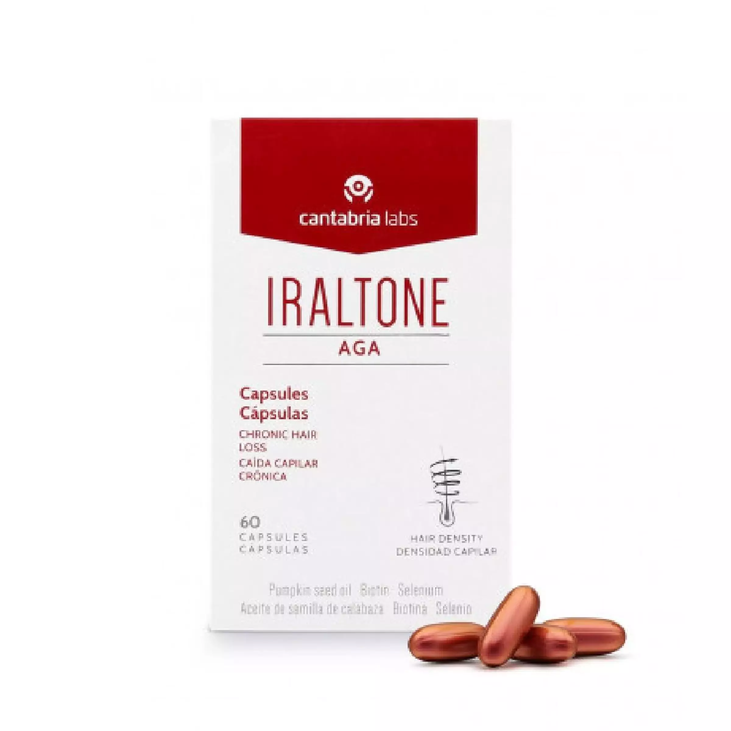 Капсули для боротьби з хронічною втратою волосся Cantabria Labs IRALTONE AGA Capsules, 60 шт.
