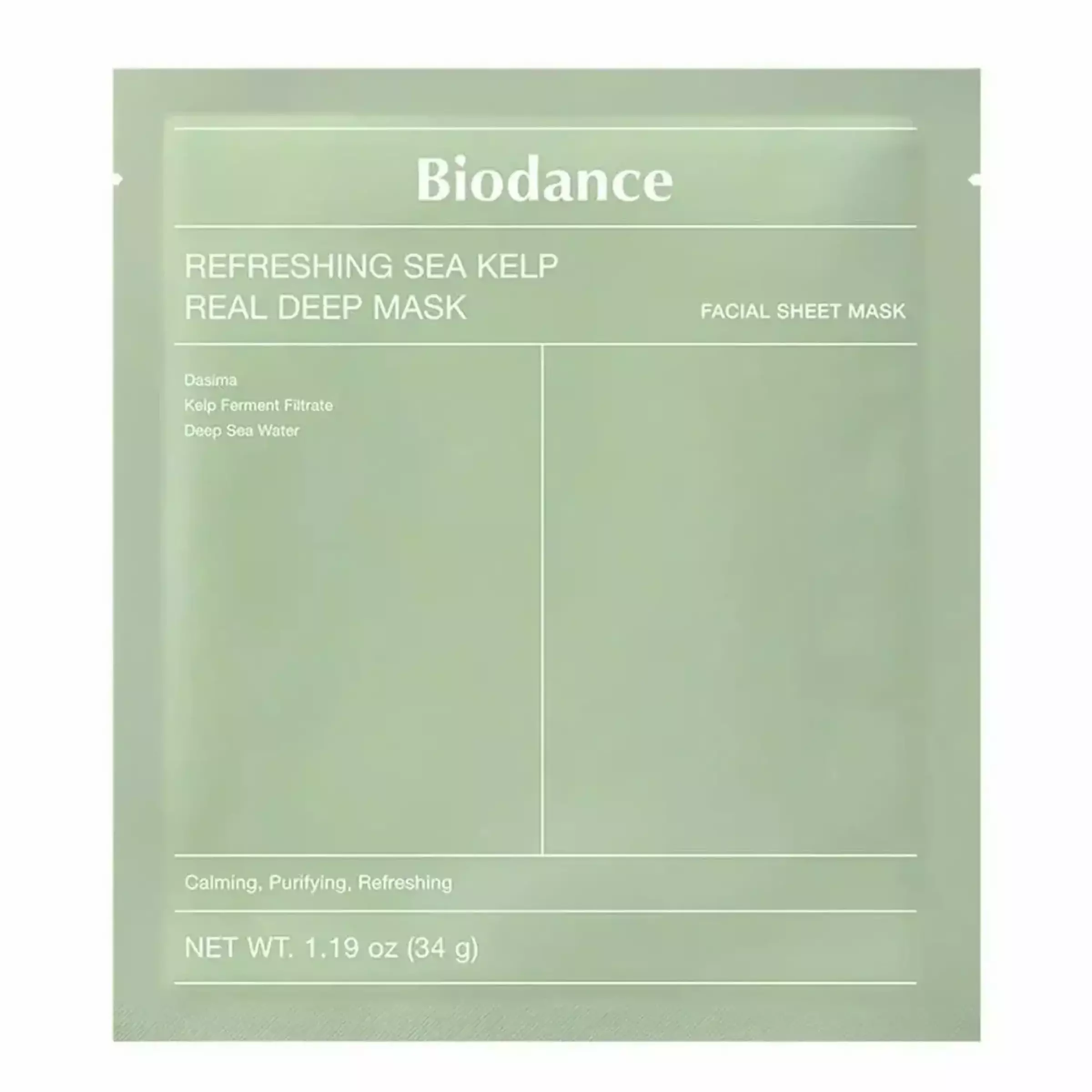 Нічна гідрогелева маска для обличчя з морськими водоростями Biodance Refreshing Sea Kelp Real Deep Mask, 34 г, 1 шт.
