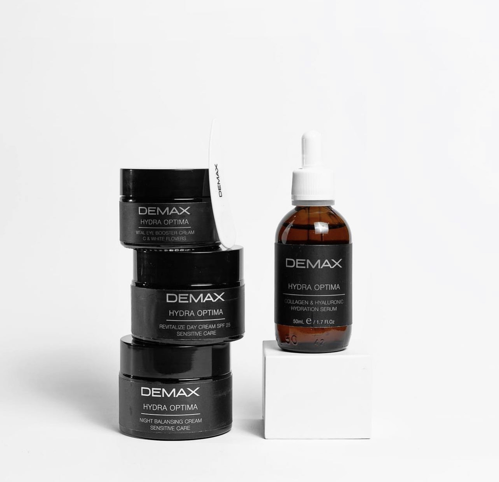 Набір з 4-х продуктів для зволоження та сяйва шкіри з ефектом ліфтингу DEMAX HYDRA OPTIMA