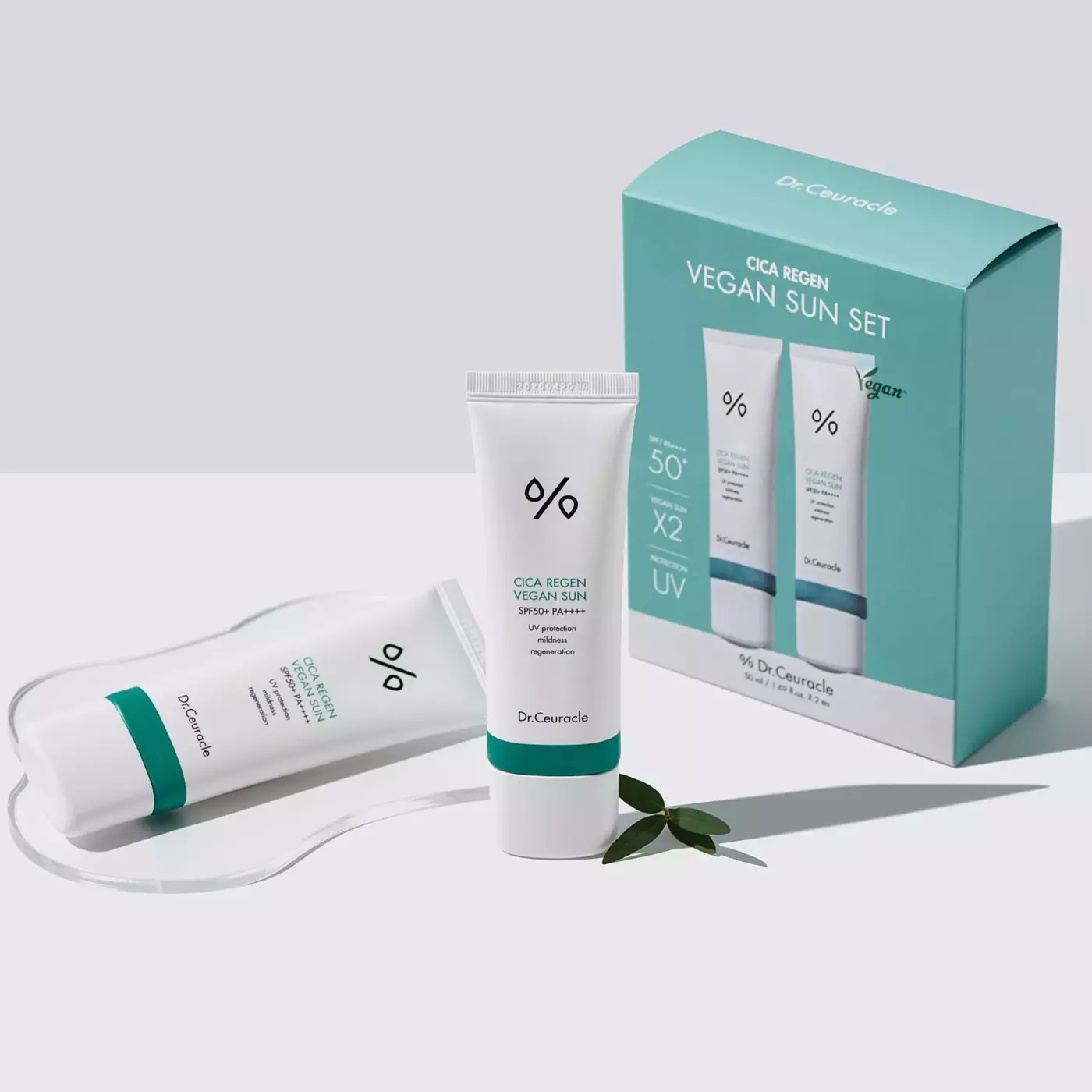 Набір сонцезахисних веганських кремів з центелою Dr.Ceuracle Cica Regen Vegun Sun Set (50 ml + 50 ml)