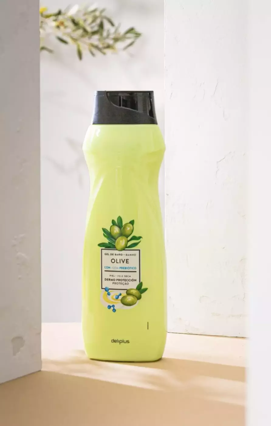 Живильний гель для душу з оливковою олією та пробіотиками DELIPLUS Olive Gel de Banho Con Prebiotico, 750 ml
